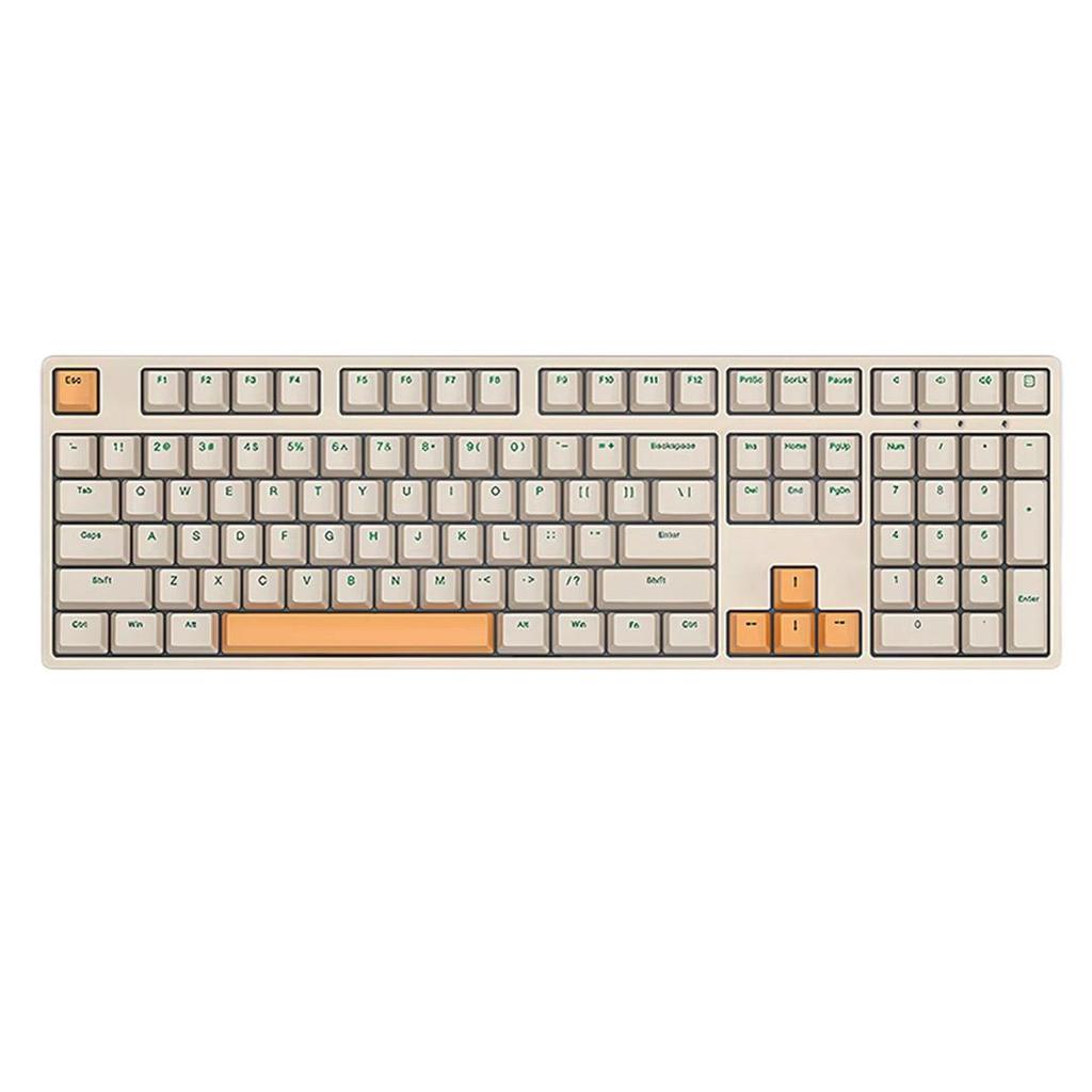 Wired Mechanical Keyboard with 108 Keys, E-Sports, Gaming, Office, Coffee Color with Red Switches