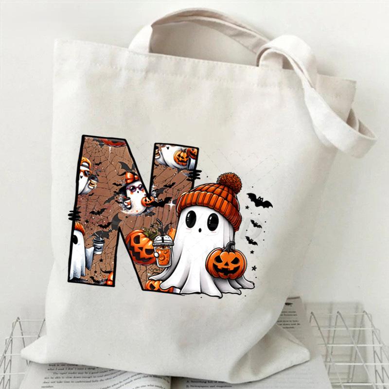 26 Letters Personalized Printing Trend Handbag Commuter Shoulder Bag Canvas Bag