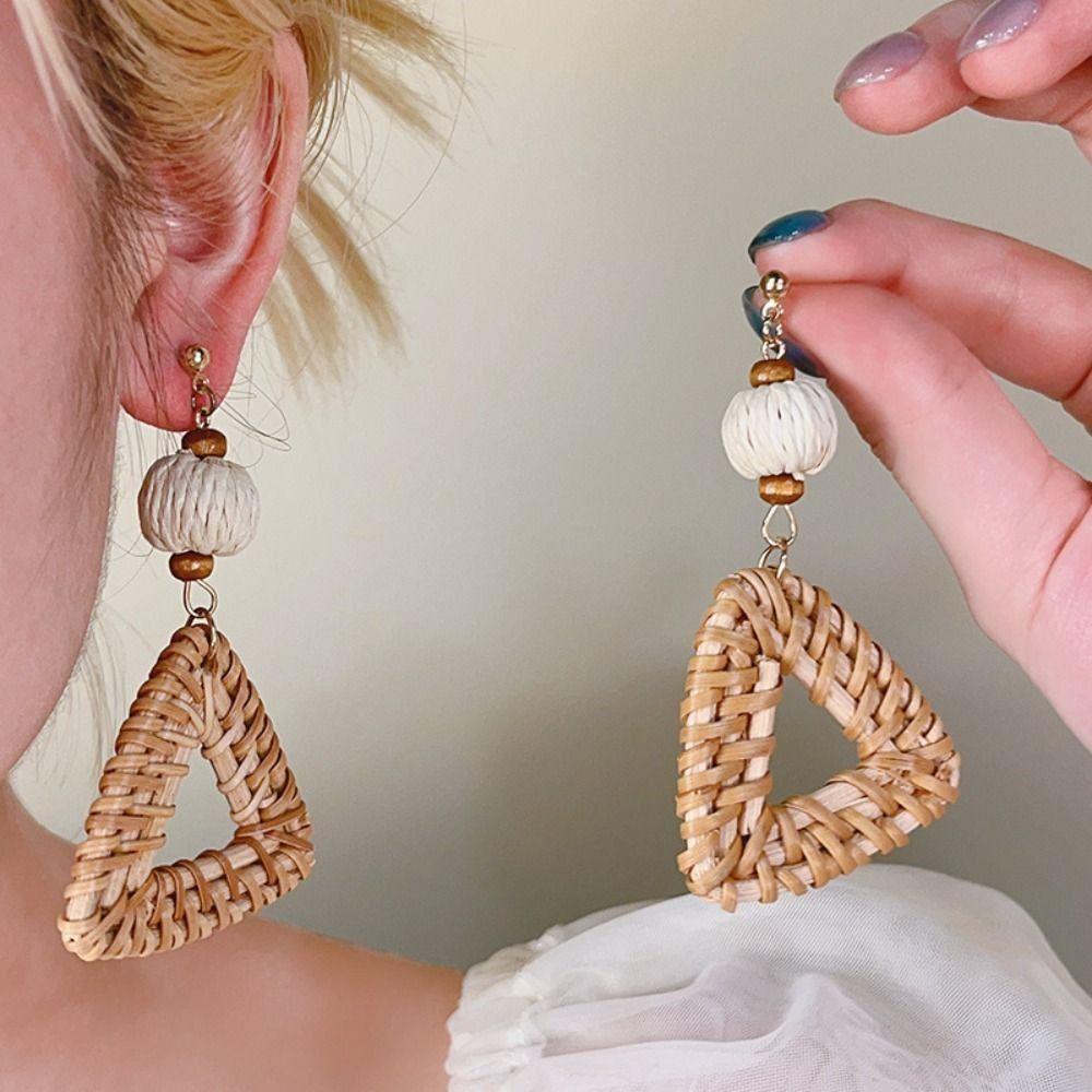 Flower Bohemian Drop Earrings Wood Beach Jewelry Sweet Geometric Earrings  Wedding
