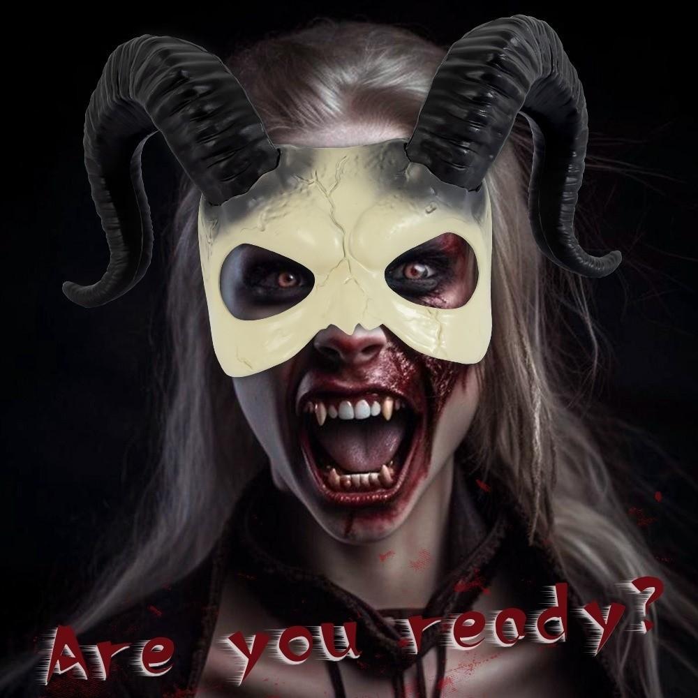 Plastic Sheep Horn Mask Animal Demon Mask Gothic Halloween Mask  Costume
