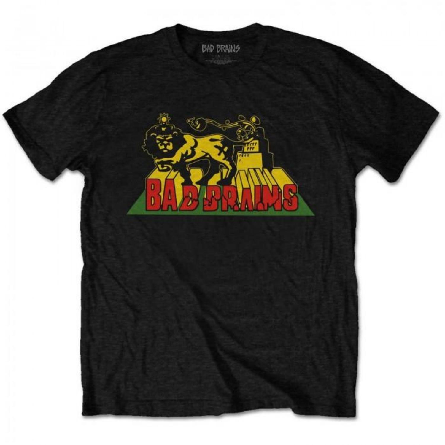 Унисекс Хлопковая Футболка для Взрослых Bad Brains Crush Lion S чёрный