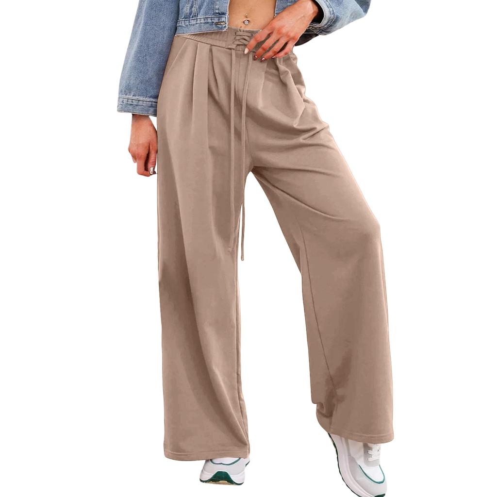 Women's Casual Relaxed-Fit Design Drawstring Waist Elastic Trousers