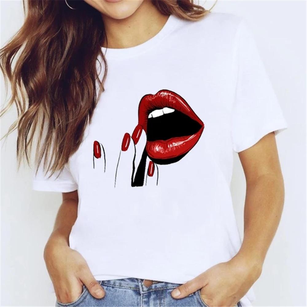 T Shirt for Women Teens Tees Cartoon Kawaii Trend Fingernail Nail Art Unisex Clothes Vintage Men Streetwear Daily Style Fashion