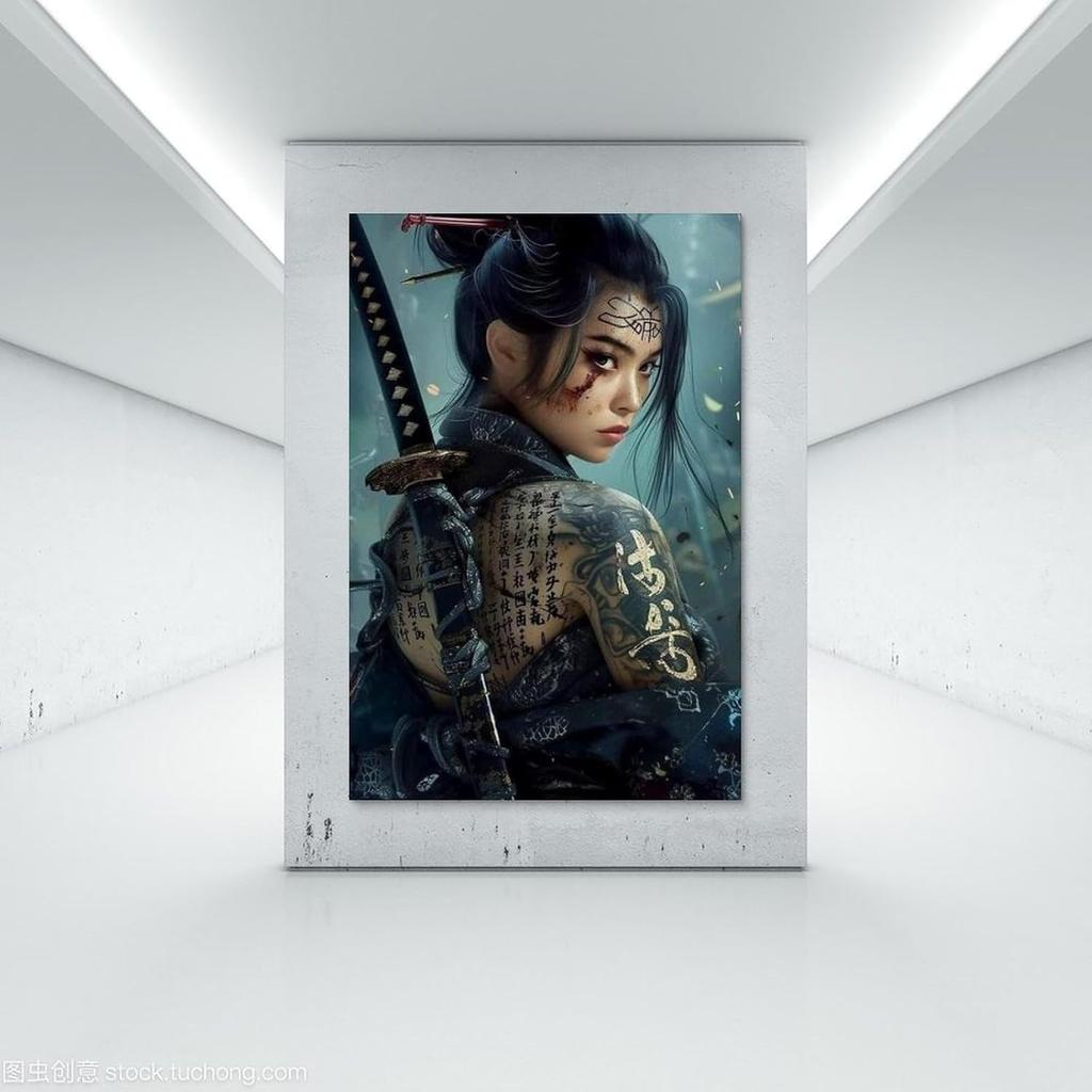 Japanese Geisha Woman Samurai Tattoo Sexy Poster Modern Asian Art Poster (4) Wall Art Deco Posters Canvas Printing For Room Aesthetic Decoration