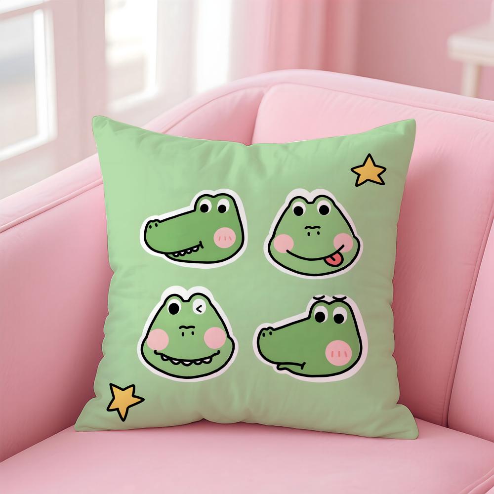 Cute Cartoon crocodiles Cushion Cover Pillowcase Short Plush Invisible zipper Room Sofa Cushion Cover
