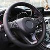DIY Black Leather Hand-stitched Car Steering Wheel Cover For Ford Focus 2 2005-2011 (3-Spoke)