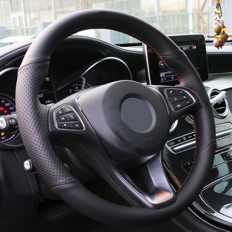 DIY Black Leather Hand-stitched Car Steering Wheel Cover For Ford Focus 2 2005-2011 (3-Spoke)