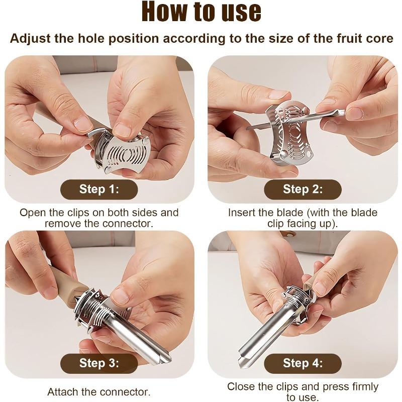 Adjustable Apple Corer Food Grade Stainless Steel Tool Kitchen with Hook and Ergonomic Grip for Efficient Coring of  Snow Pear