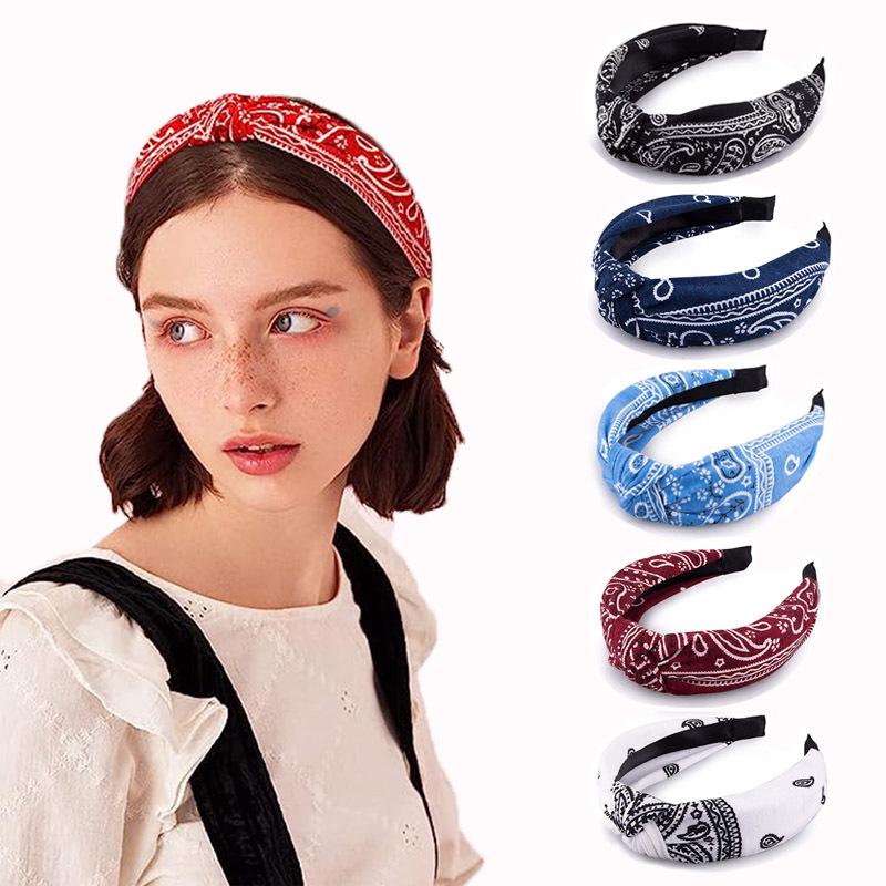 Bohemian Style Wide Knotted Fabric Headband for Women
