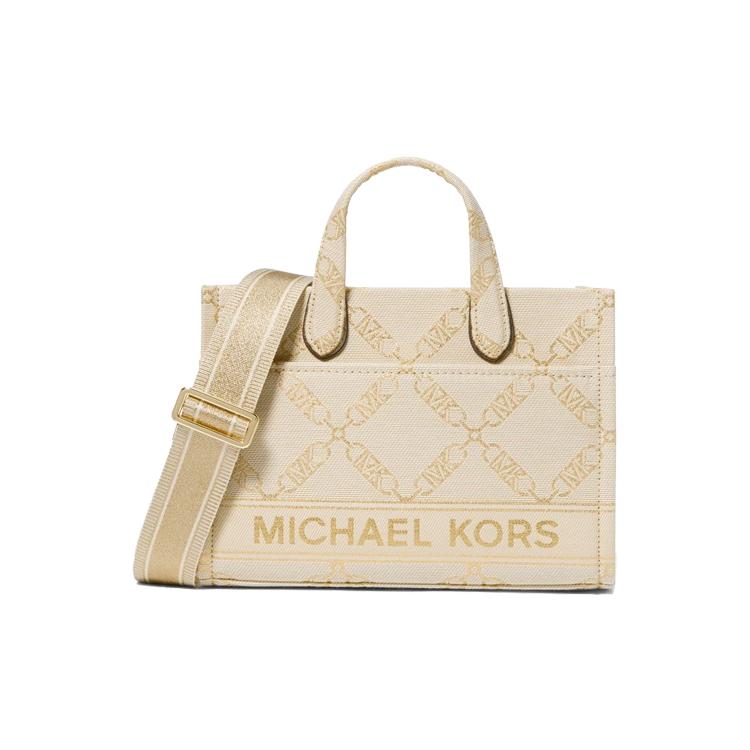

Новая тканевая сумка-тоут MICHAEL KORS Gigi, сумка для покупок, сумочка, сумка через плечо, с трубами, женская, бежевая и золотая 30S3G3GM5I-750 24.9*8.1*18.0CM