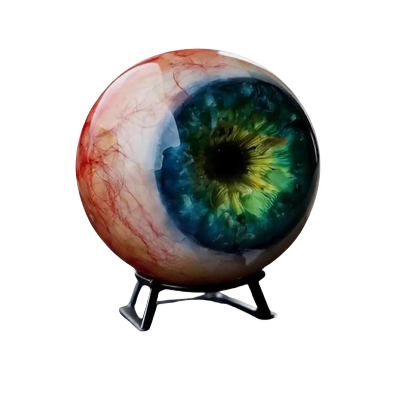 

Hyper Realistic Eye Decorative Orb with Stand for Home Tabletop Display Halloween Party Prop Ornament Sculpture 6 ціан