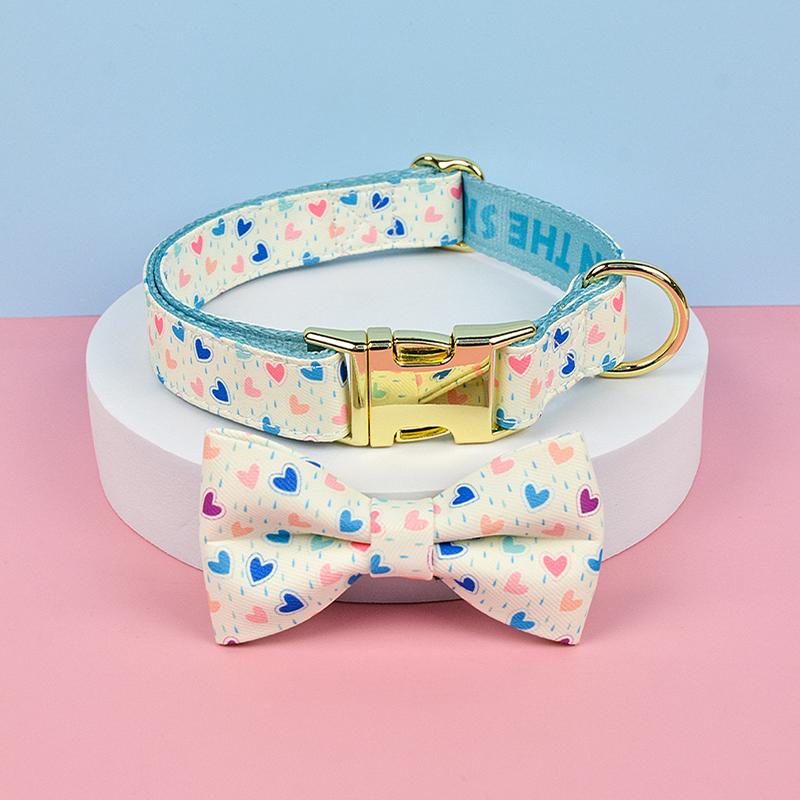 

1 Pcs Pet Collar With Bow Tie Collar Valentine s Day and New Year Gifts Cute Double Side Printed Necklace Pet Collar S