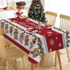 Christmas Gingerbread Man Rectangle Tablecloth for Table Decor Winter Candy Holly Berry Dining Table Cloth Christmas Decorations
