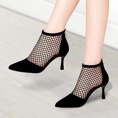 Hollow Out Sandal Boots Female New Summer Thin Section Pointed Fine Heel