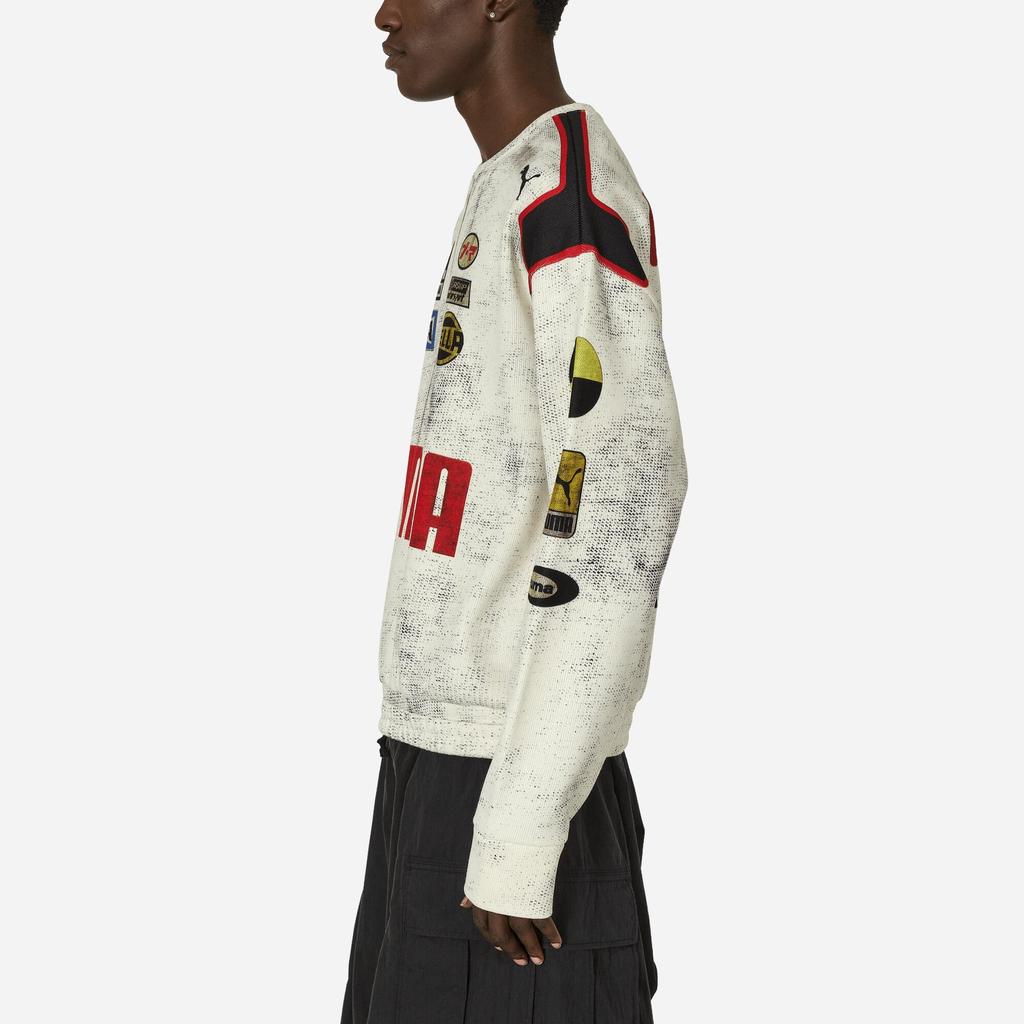 PUMA Collaborative Logo Letter Slim Fit Breathable Casual Crew Neck Pullover Knit Sweater Unisex Tops Warm-White 631042-65