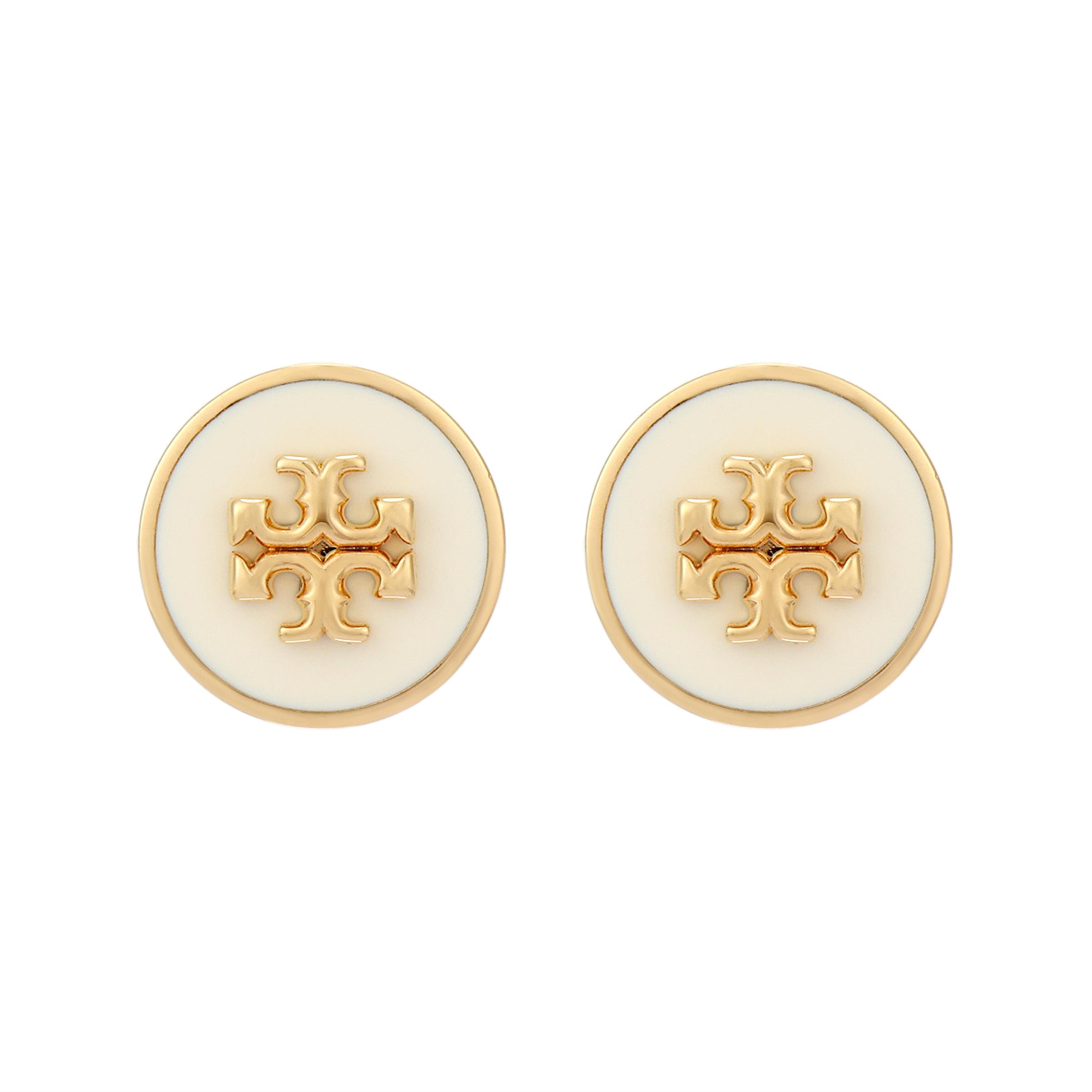 Tory Burch Logo Design Brass Enamel Earrings Women earrings Gold 90547700-4 F,Gold