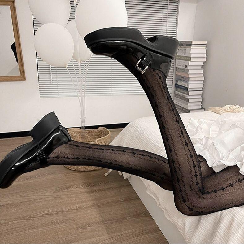 Жапон стиліндегі тік жолақты гүлді колготкилер әмбебап колготки қызтеңіздік жұқа қара колготкилер сексуалды қара жібек