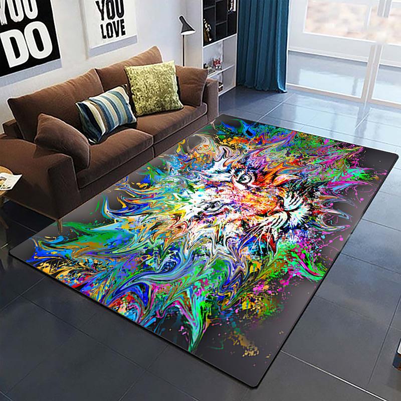 Domineering Tiger 3D Printed Carpets for Living Room Bedroom Decor Jungle Animals Carpet Home Bedside Floor Mat Play Area Rugs
