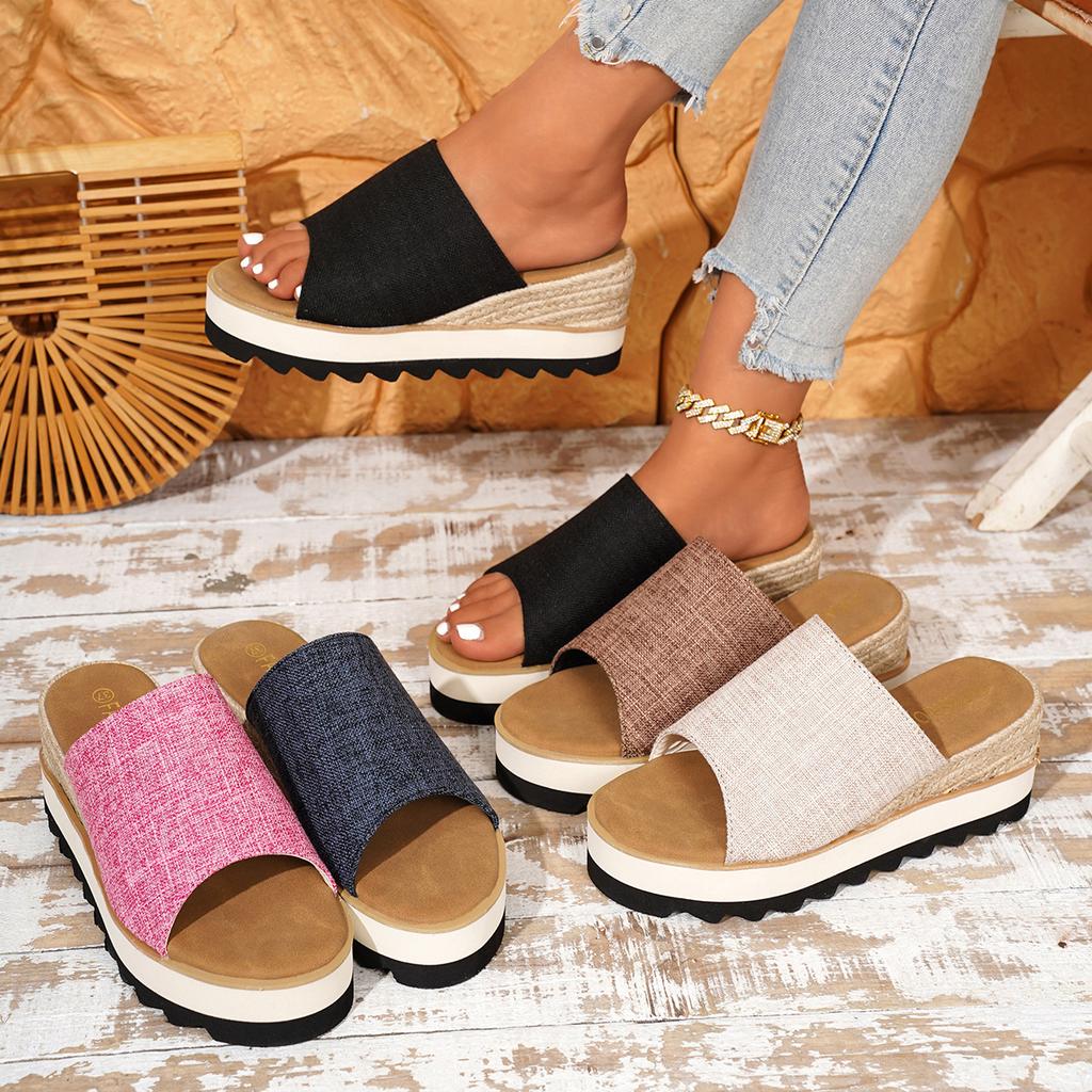 Plus-size Platform Shoes, Women's New Leather Platform Slippers