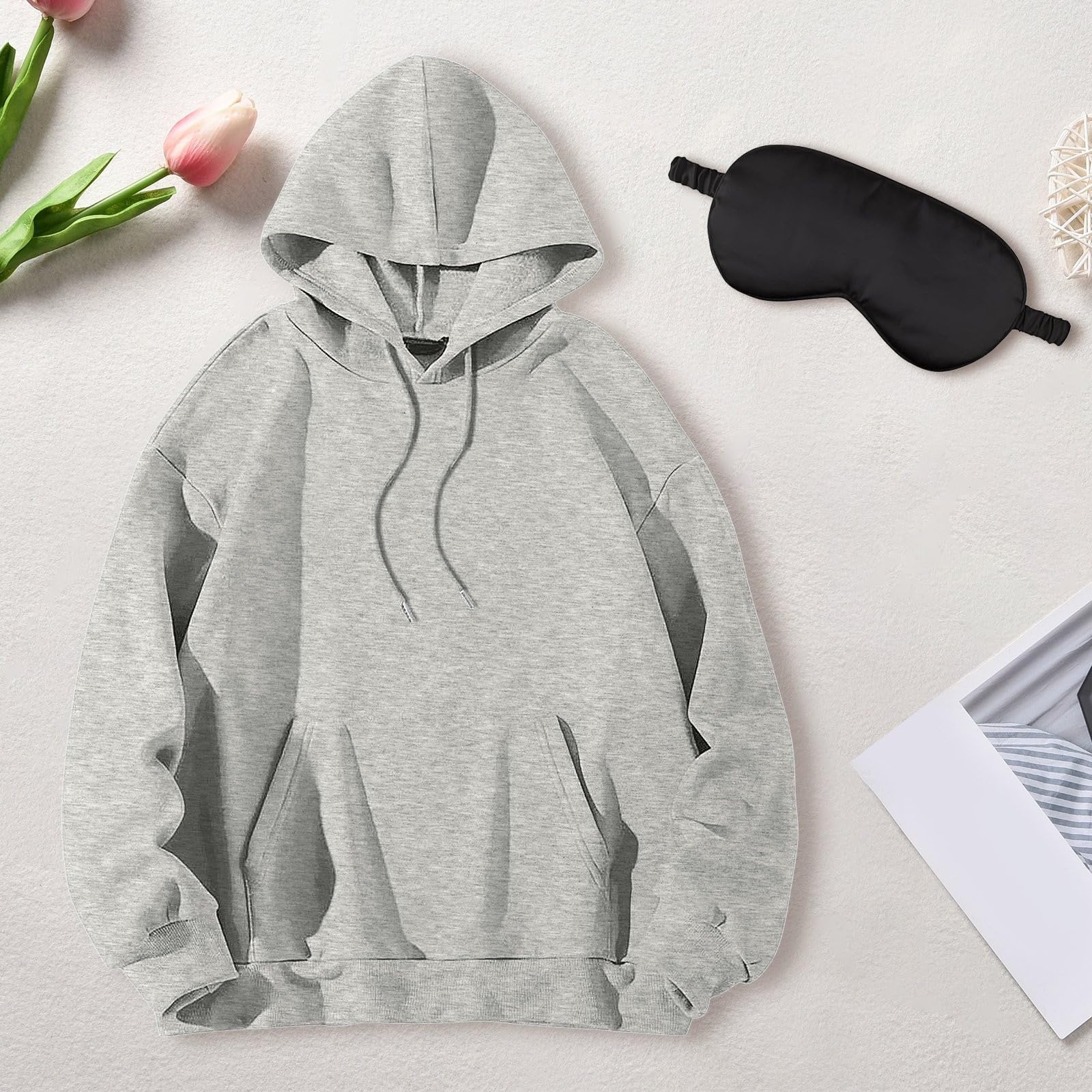 

Women s Fashion Casual Long Sleeve Hoodies Comfort Drawstring Pullover Sweatshirts With Eye Mask S