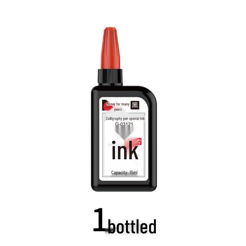

Golden Liquid Ink Calligraphy Pen Set with Soft & Hard Tips, Black & Red Refills