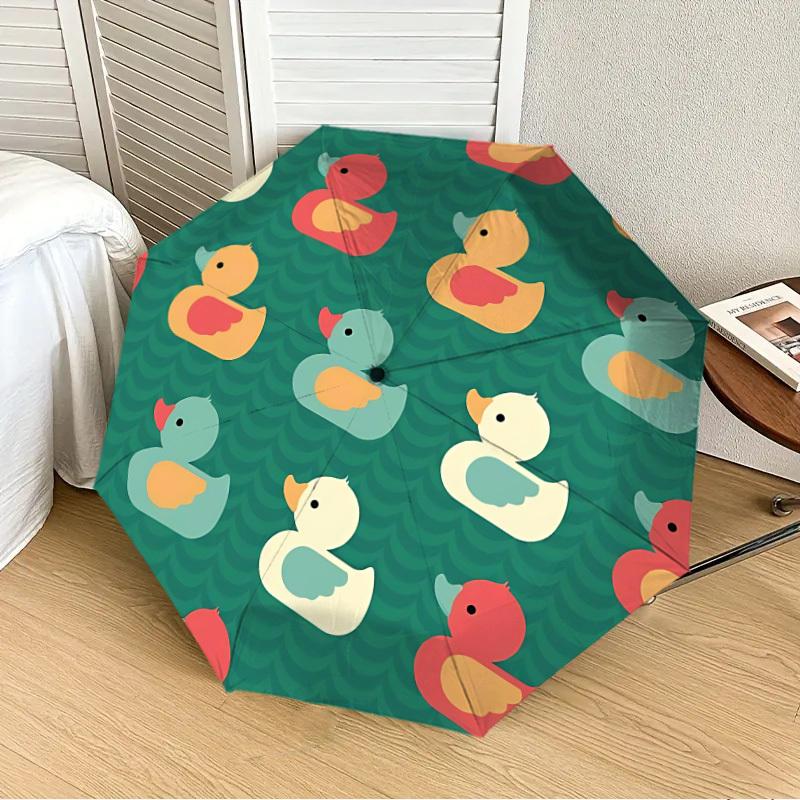 

1pc Duck Pattern Automatic Folding Umbrella, 8-Rib Durable Frame, Durable Foldable Design - Elegant Gift for Commute yy251210057