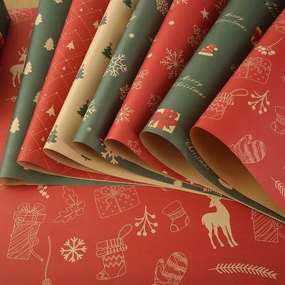 52*75cm Christmas Gift Wrapping Kraft Paper New Year Birthday Gift Packaging Decor DIY Artware Flower Packing Papers Decoration