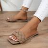 Summer Women's Square-toe Basket-Woven Sandals Flat Home Slippers