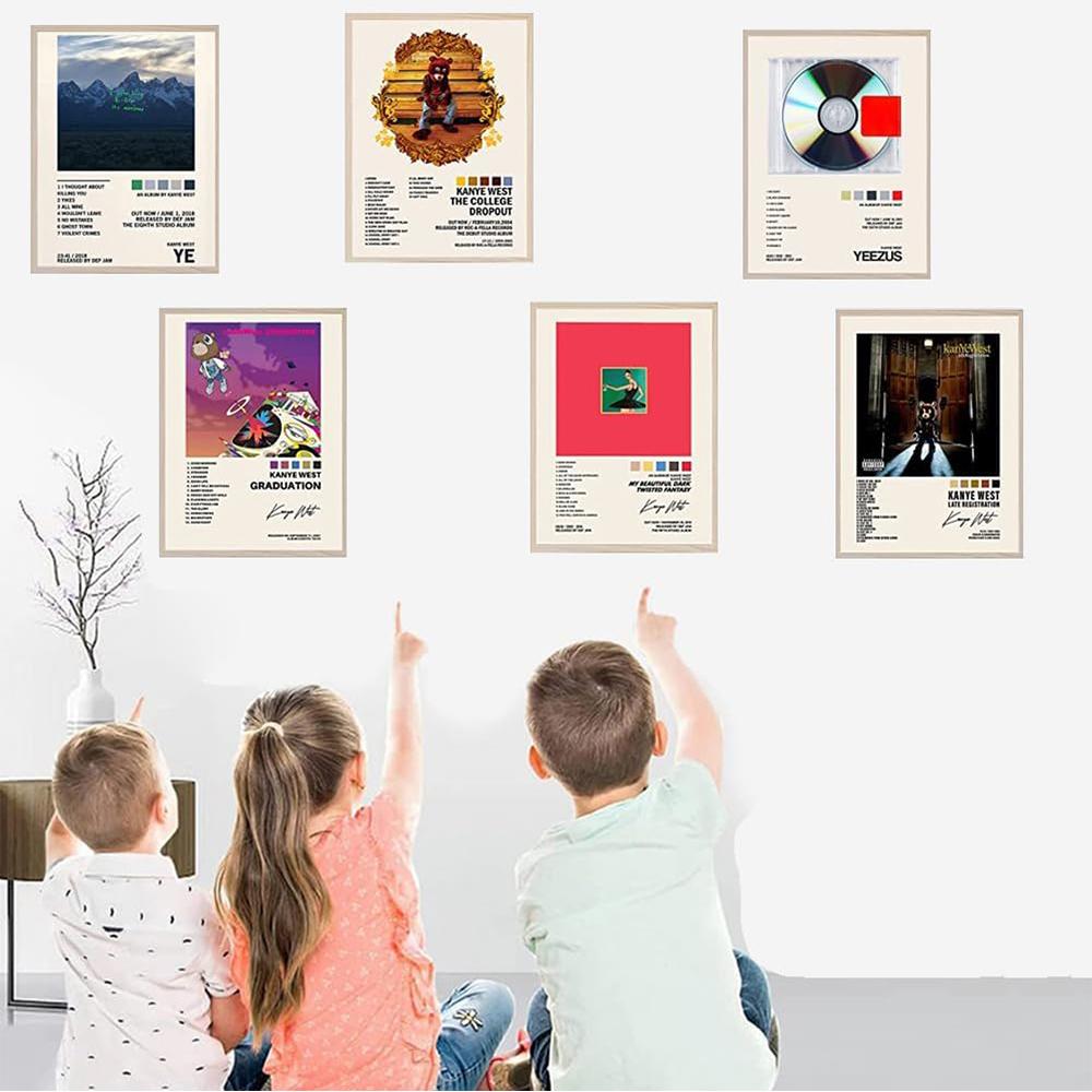 6pcs Kanye West Posters Album Cover Posters for Teen and Girls Dorm Decor