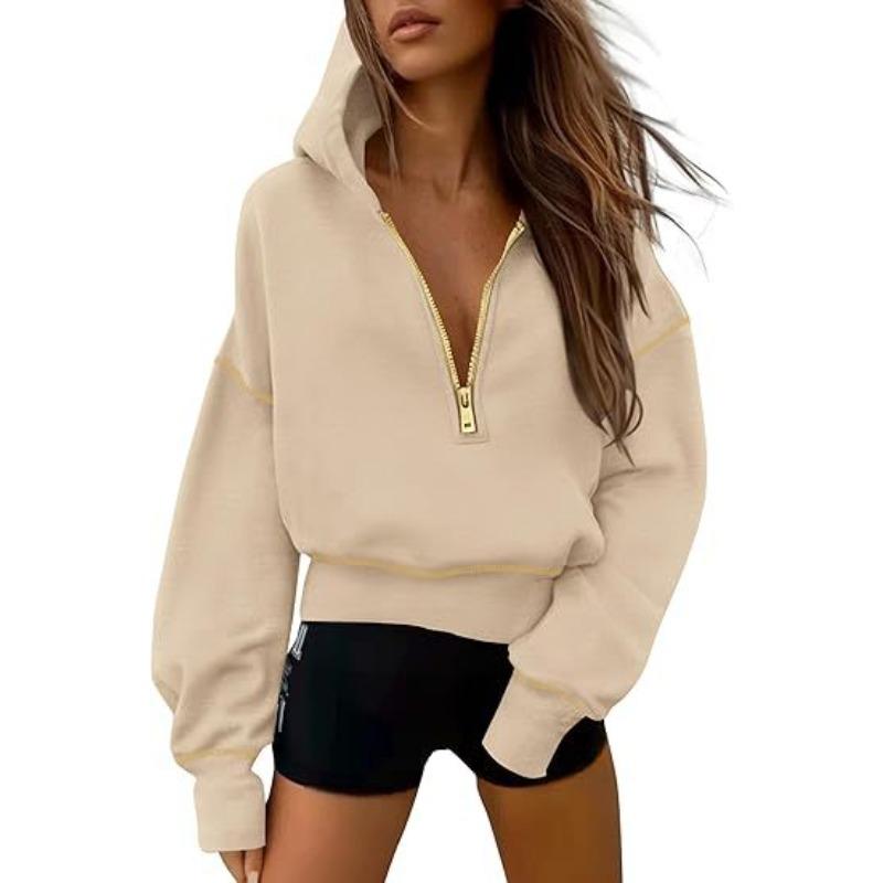 YYFS Felpe con cappuccio e felpe con cappuccio a maniche lunghe con stampa tinta unita casual alla moda da donna