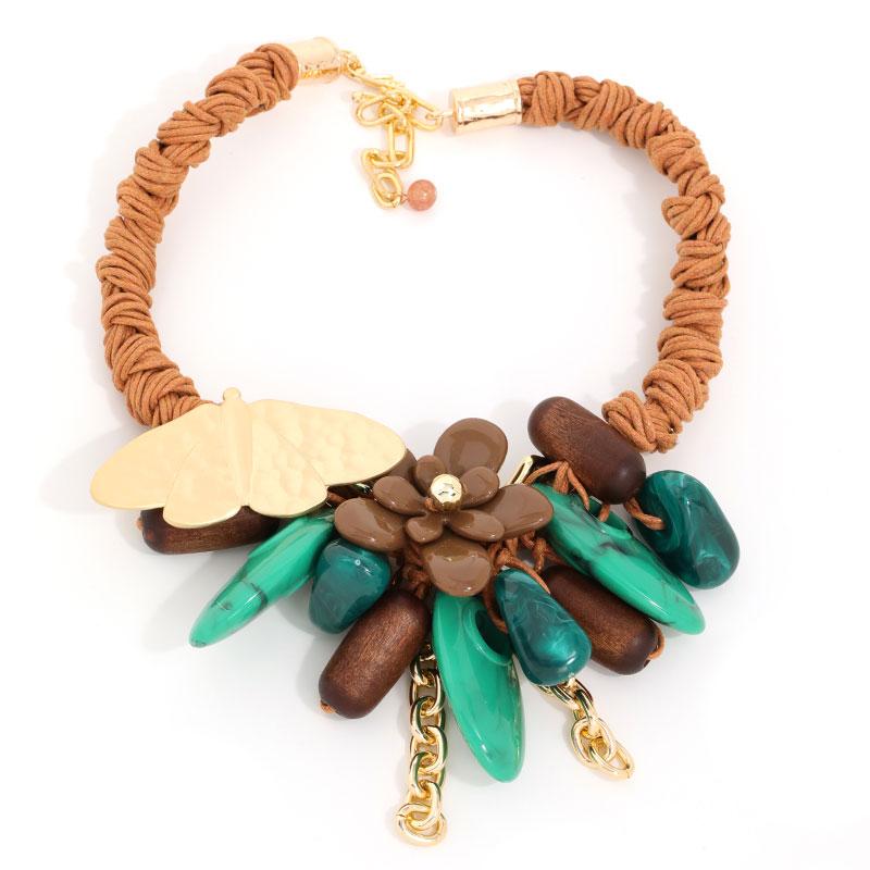 Statement Beads Necklace Butterfly Design for Woman Girl Wedding Party Jewelry