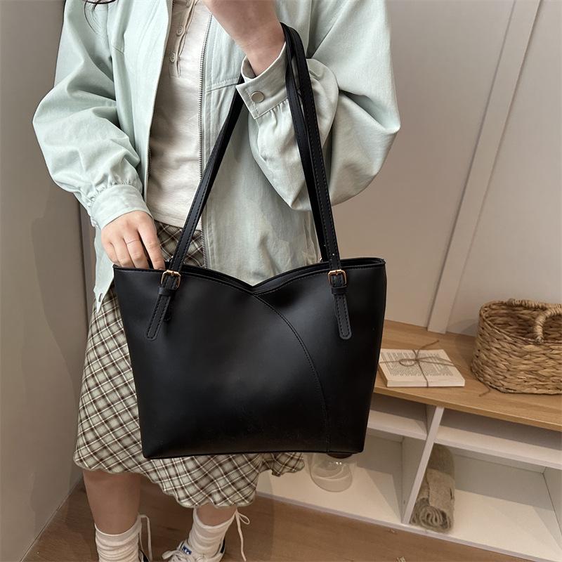 Black White Color Block Tote Bag Large Capacity Shoulder Bag For Women Casual Work Office Travel Shopping Handbag
