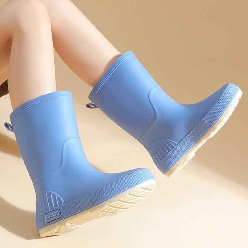 Mode Plus Samt Mittelhohe Damen Gummistiefel Regenstiefel Regenstiefel Outdoor Arbeit Rutschfest Wasserdicht Gummischuhe