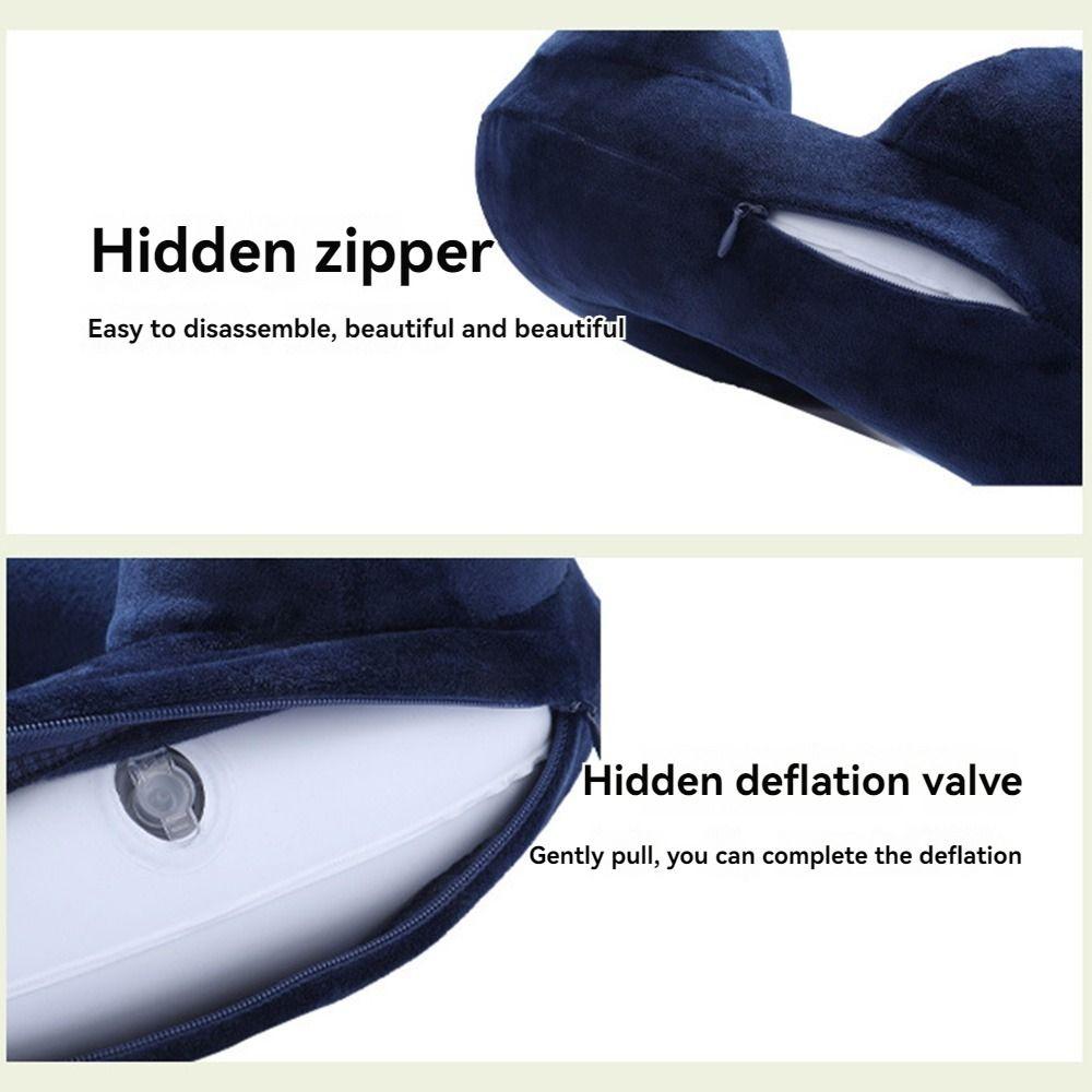U-Shaped Inflatable Travel Pillow Hand Pressing Neck Support Cushion Neckrest Pad  Office/School