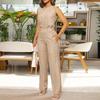 Women's  Color Fashion Sexy Back Beltless Sleeveless Wide Leg Set