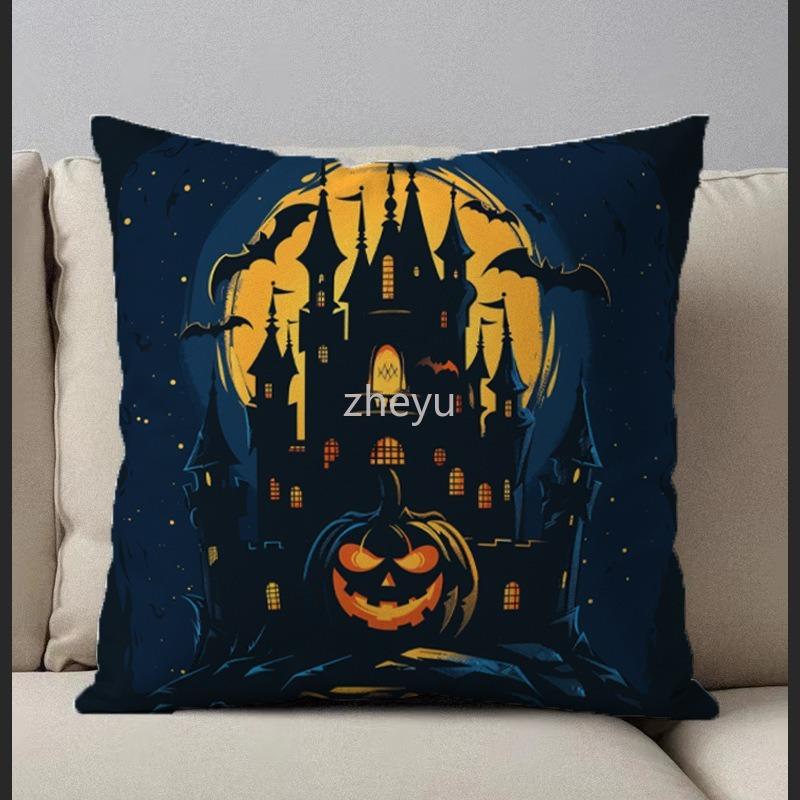 Halloween Party Decoration Pillowcase Ghost Pumpkin Castle Pillowcase Suitable for Home Living Room Sofa Room Decorations