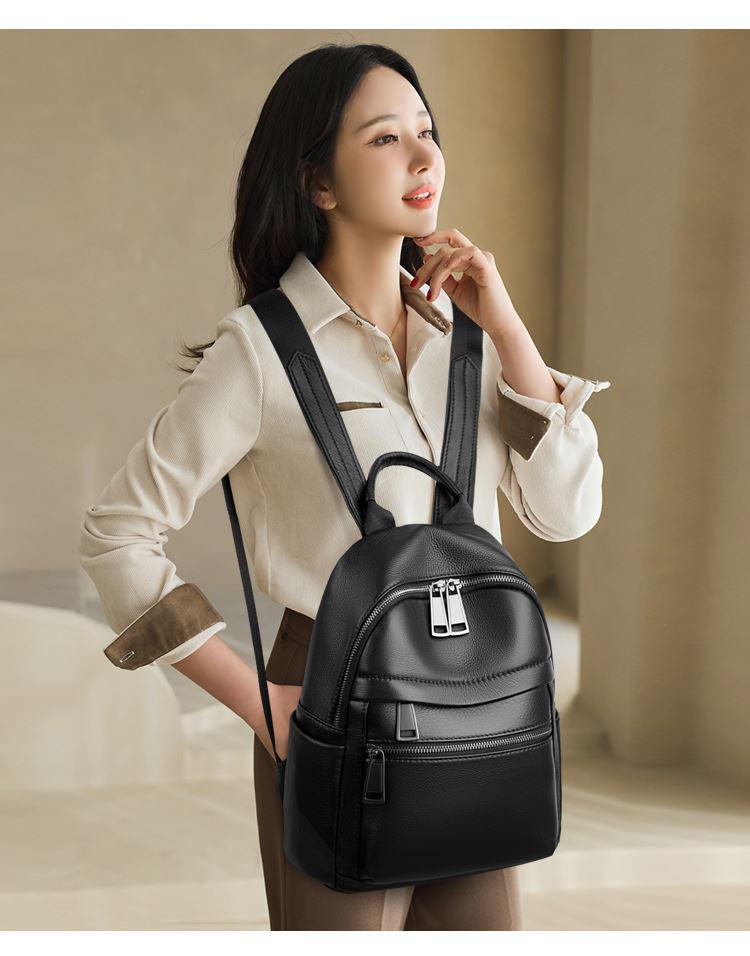 2025 High-End Women's Genuine Leather Backpack - Large Capacity, Soft Cowhide, Fashionable Travel Bag