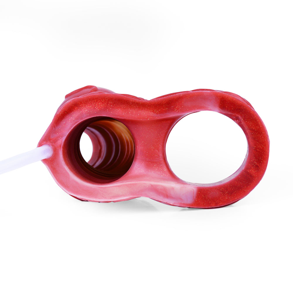 Theodore Textured Red Medium Squirting  Sleeve  Extenders & Enlargers