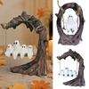 Vintage Tree Swing Ghost Statue On Halloween Decor, Resin Spooky Figurine with Cute And Desktop Decoration Base, Festive Party Tabletop Ornament,