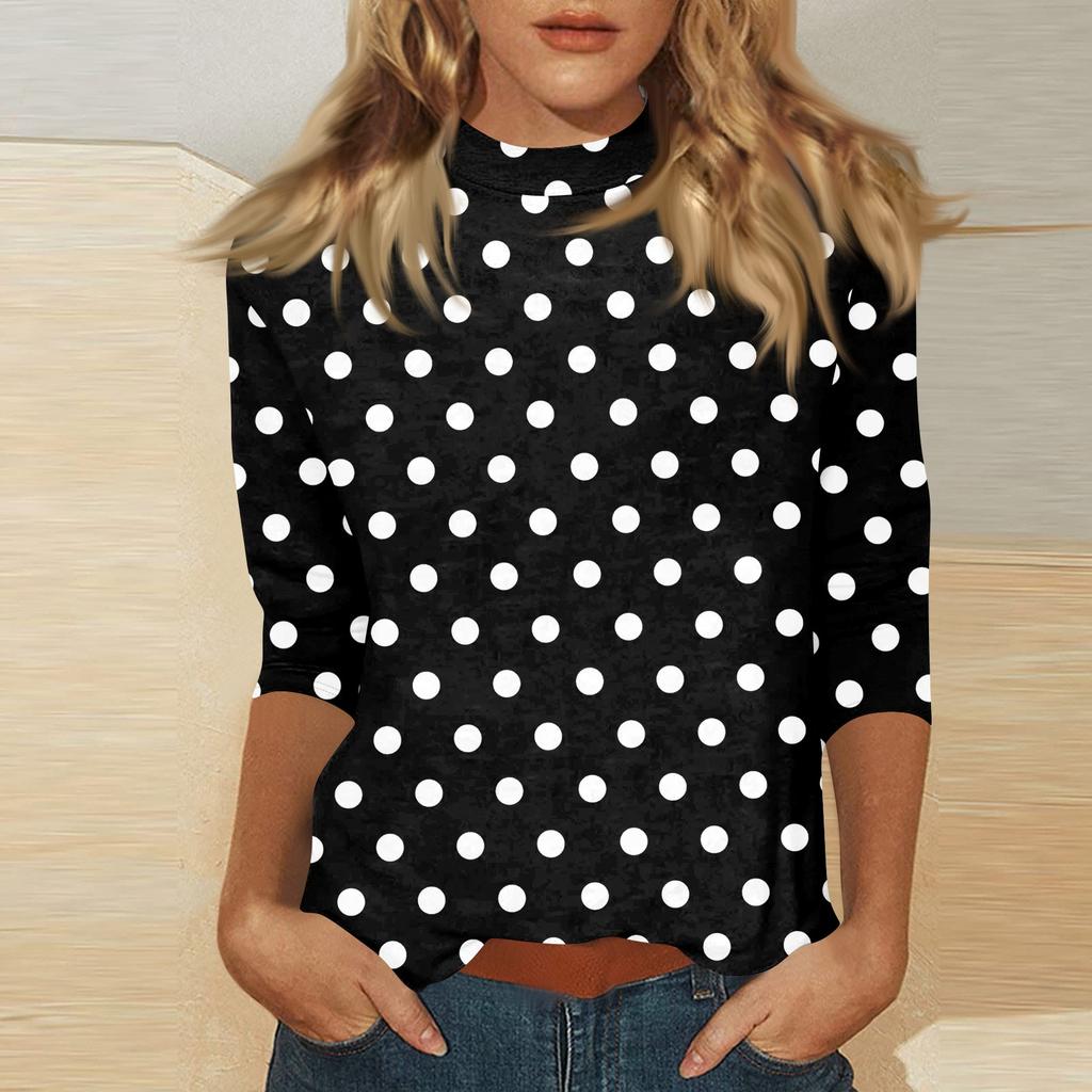 Damen Mock-Neck 3/4-Ärmel Bedrucktes Oberteil