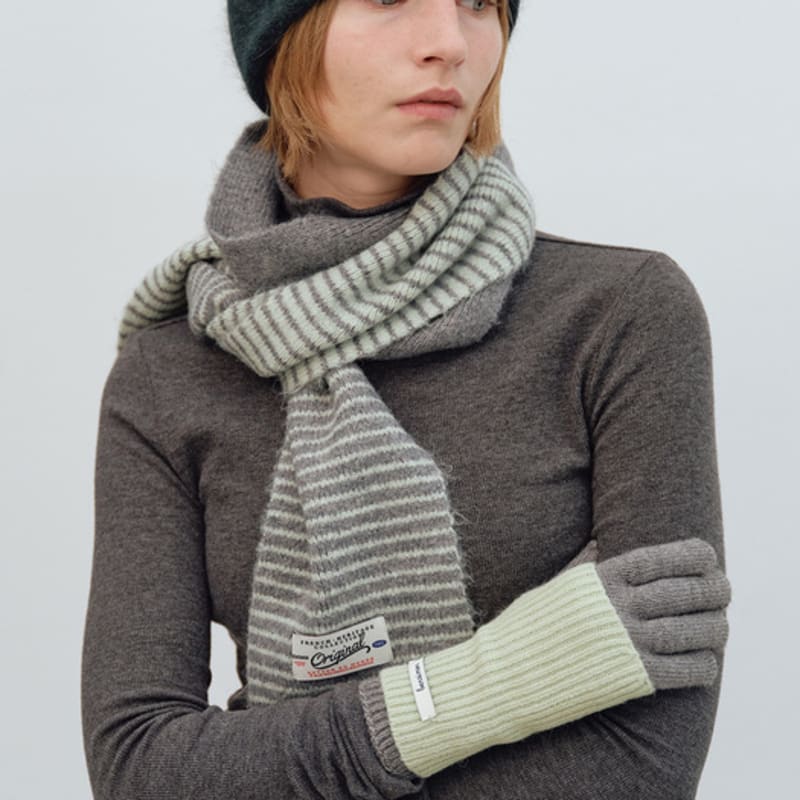 BENSIMON COLOR BLOCK KNIT MUFFLER - 4color