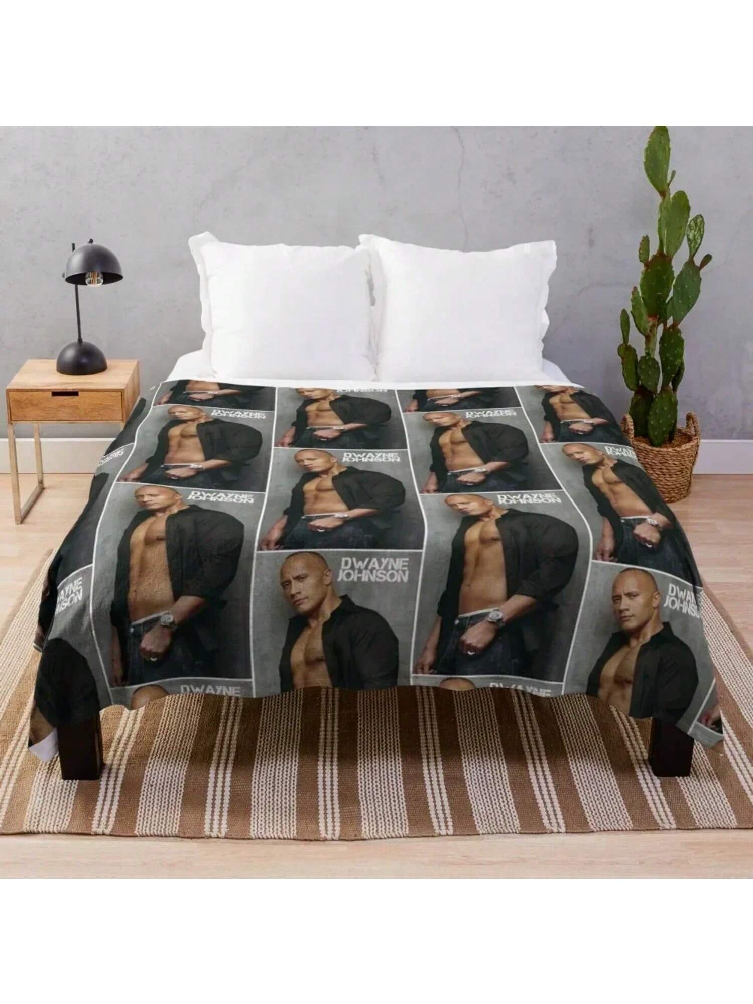 Dwayne The Rock Johnson Throw Blanket Plaid Blankets For Bed Cute Beautifuls Blankets 75X95CM серый