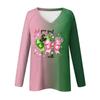 Women's Long Sleeve Plunger Sleeve  Witch Printed Casual Top T-Shirt