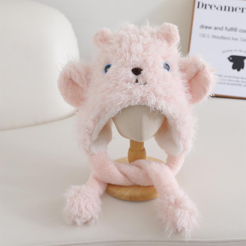 Korejský styl Zimní šála a čepice Jednodílná sada dvou kusů Roztomilé jehněčí békání Dětská teplá Ochrana uší Vlněná čepice