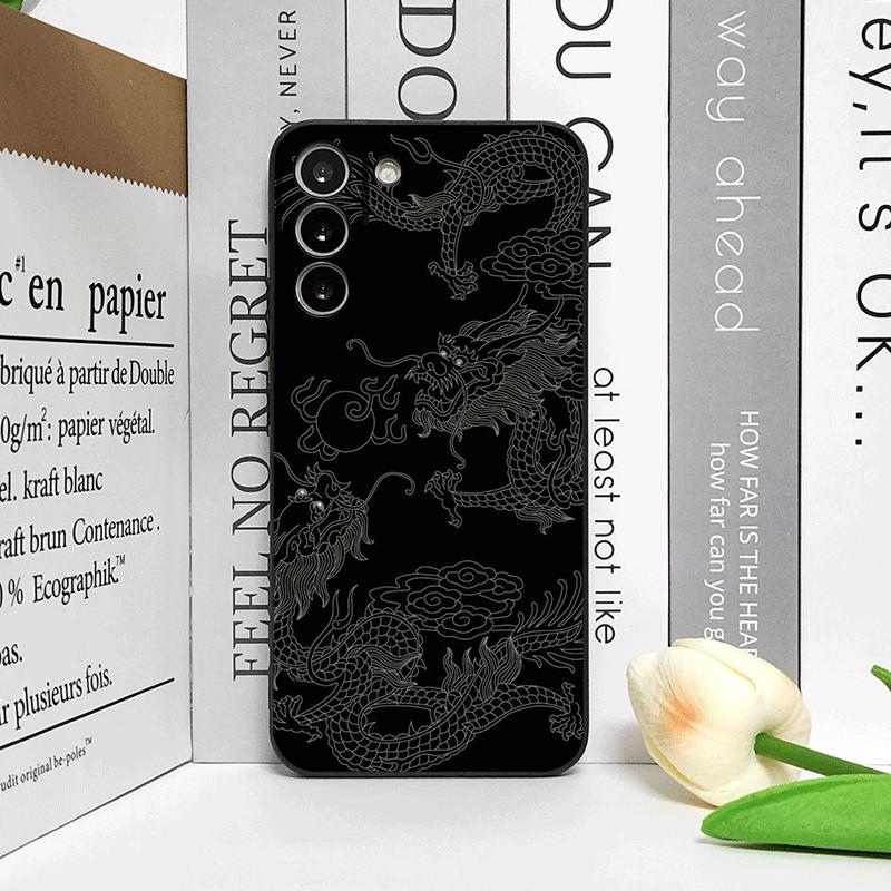 Ästhetische Stilvolle Coole Schwarze Drachen-Aufdruck Handyhülle für OnePlus 12 13 R 11 10 9 Pro Nord 4 2T CE5 CE2 ACE2 ACE3 5G Weiche Hülle