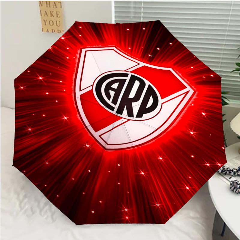 Club Atlético River Plate Print Automatic Umbrella, 8 Rib Iron Frame, Plastic Handle, Suitable for Outdoor Travel &Daily , Ideal Gift