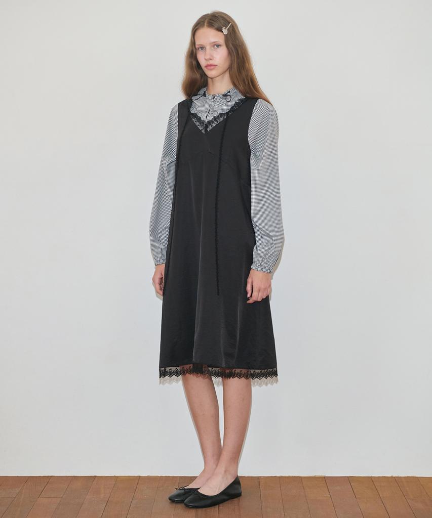 Sinun Silky Lace Slip Dress (Black)