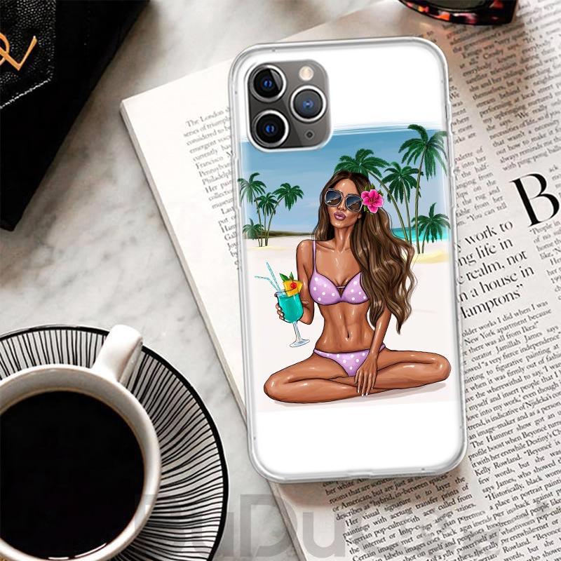 

Girl Flamingo Summer Beach Cover For iPhone 16 15 14 13 12 11 Pro Max Apple Phone Case X XS 7 Plus 8 + Art Customized Print Shel iPhone 13 Pro