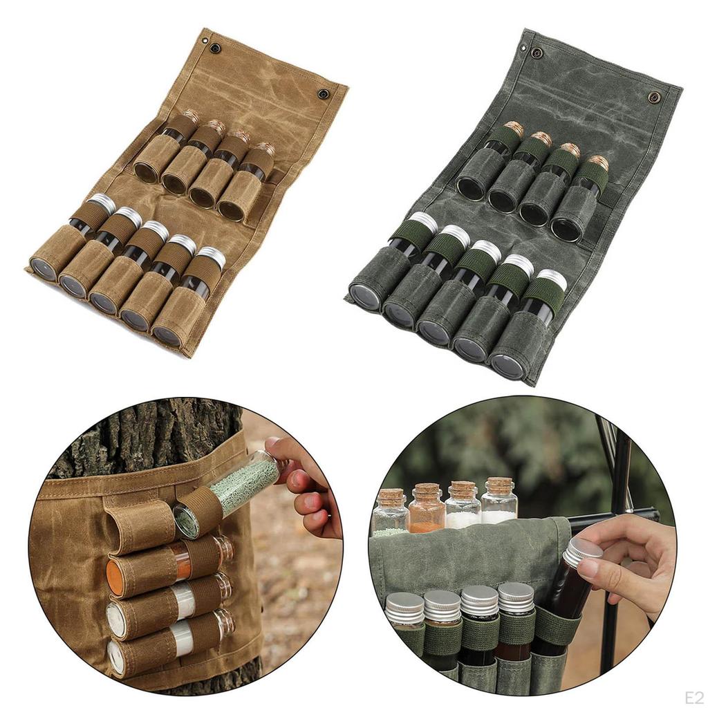 9 Pieces Folding Spice containers Storage Bag ,Seasoning Bottle Canvas Sealed Transparent for