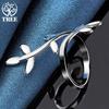 925 Sterling Silver Leaf Shaped Adjustable Ring Fashionable Wedding Jewelry